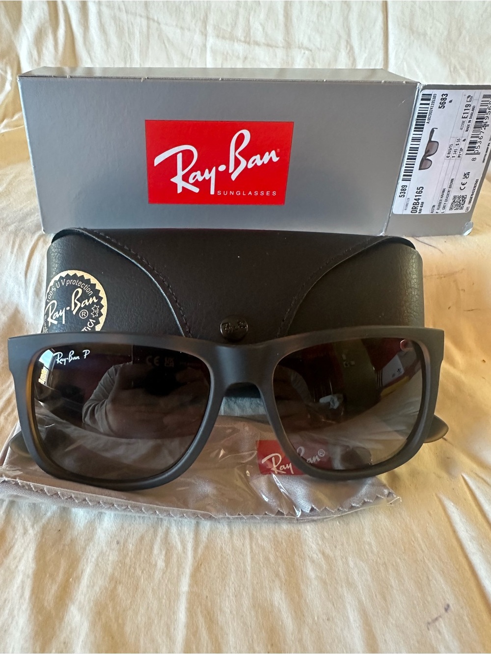 Ray-Ban Justin RB4165 865/T5 Polarized Sunglasses Matte Havana 54mm